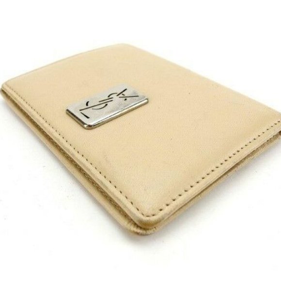 Auth Saint Laurent Card Case Beige Silver Woman - Picture 3 of 6